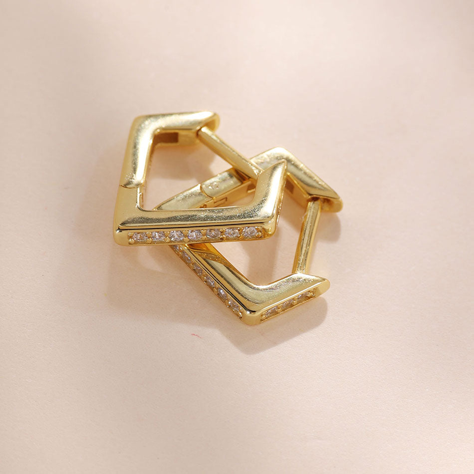 Pentagon CZ Hoop Earrings