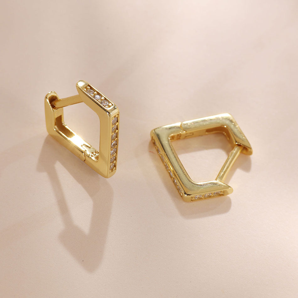 Pentagon CZ Hoop Earrings