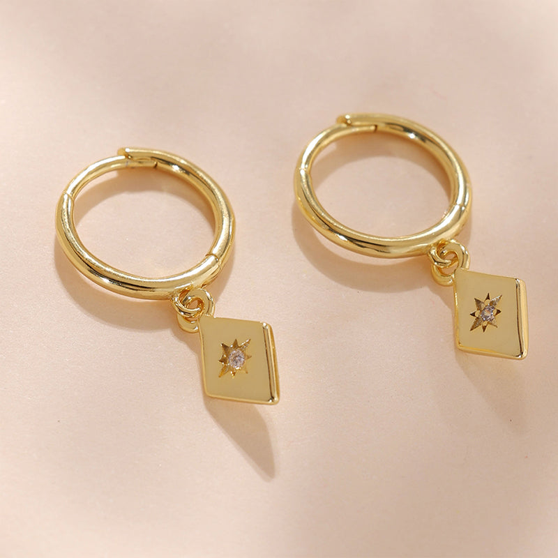 Rhombus Pendant Hoop Earring