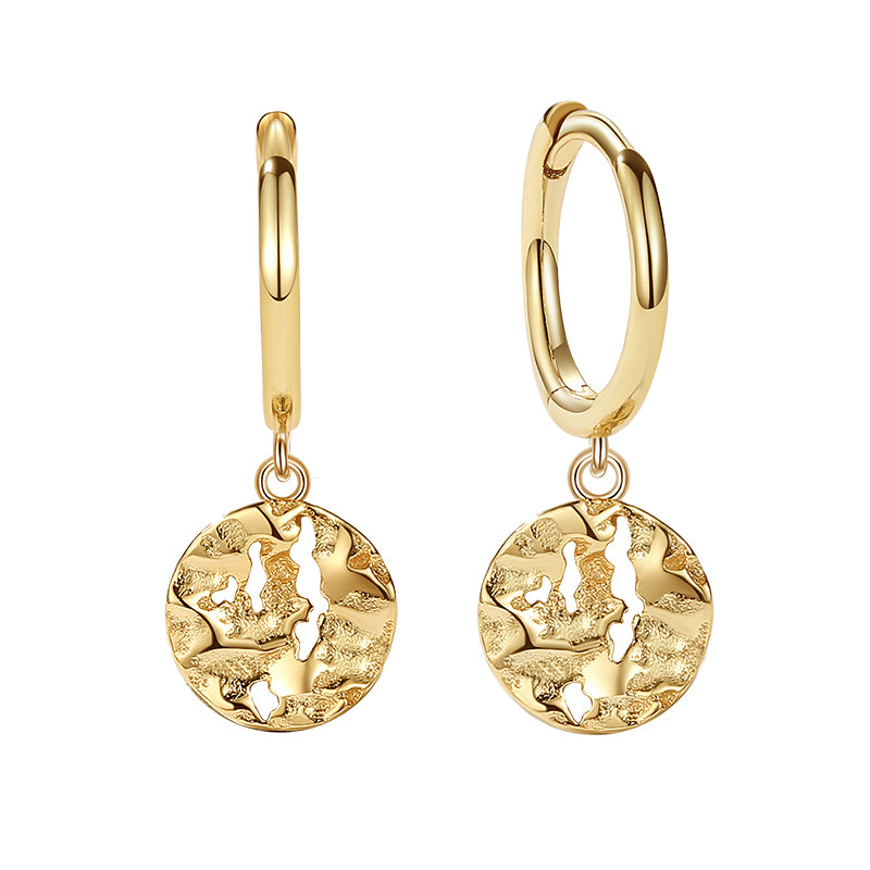Molten Coin Hoop Earring