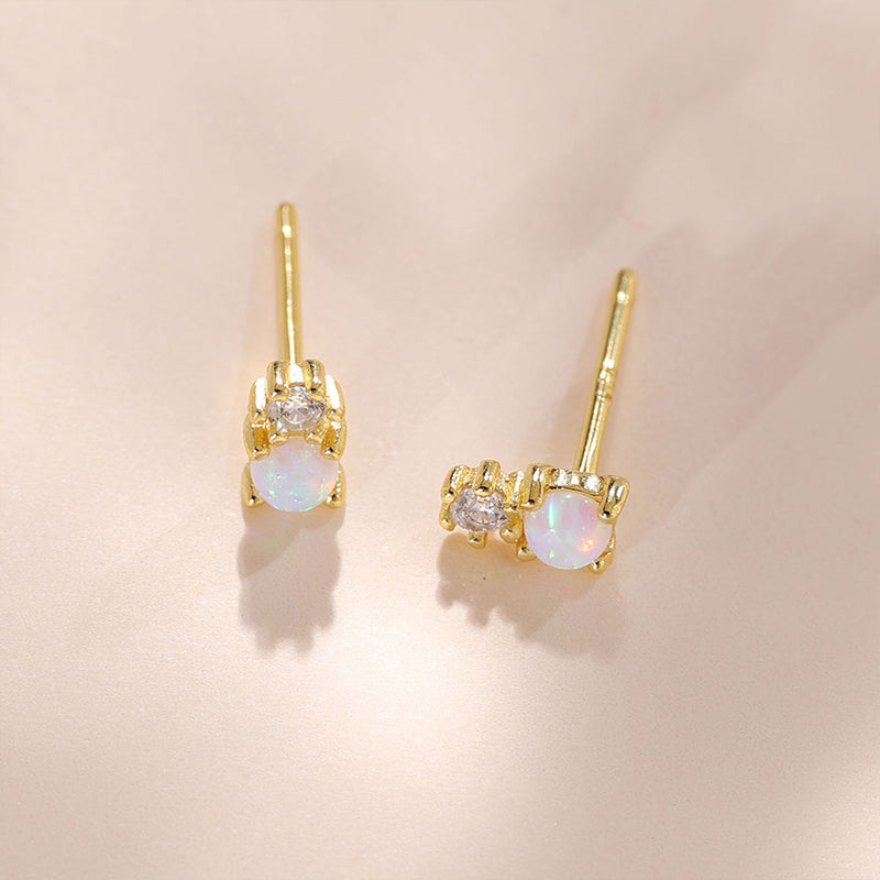Opal Diamond Stud Earrings