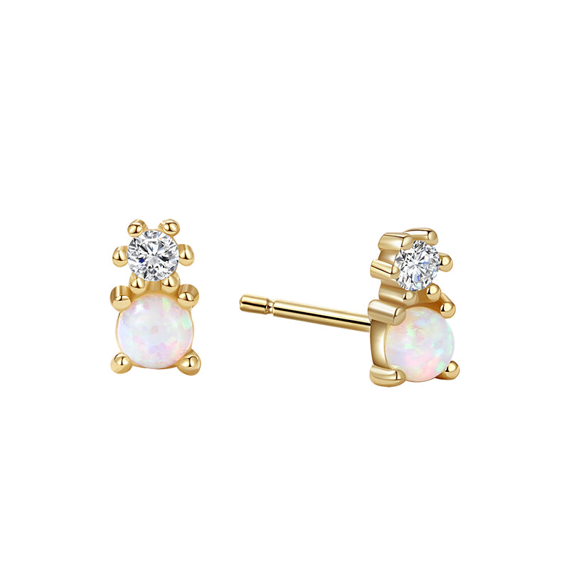 Opal Diamond Stud Earrings