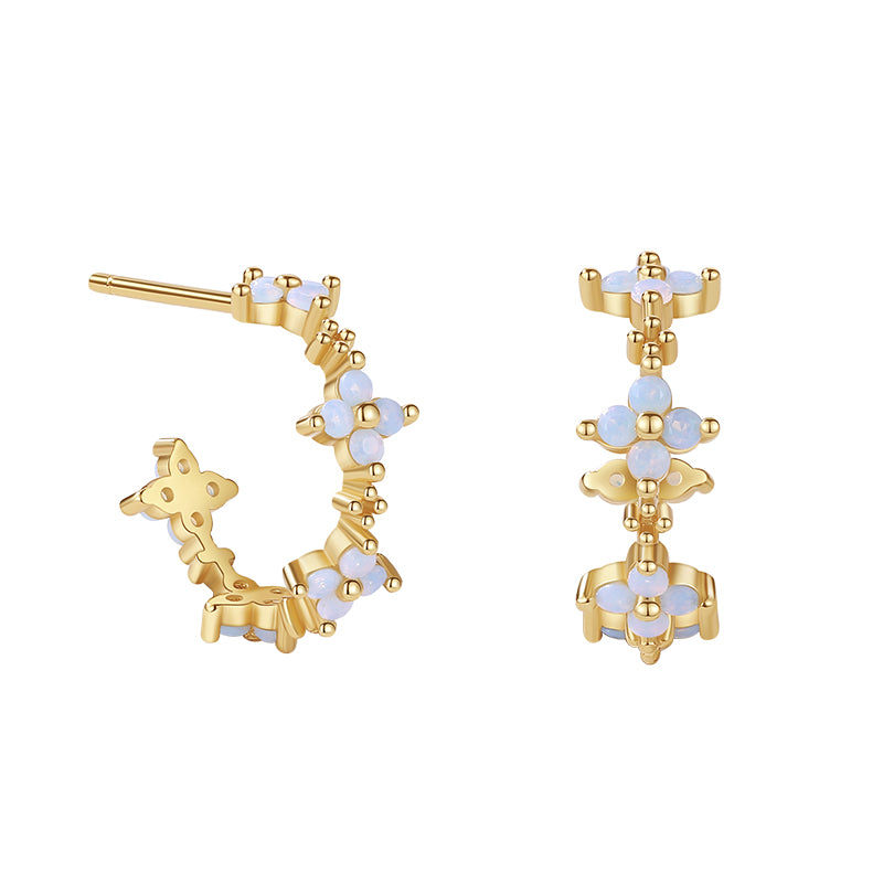 Open Flower Hoop Earring