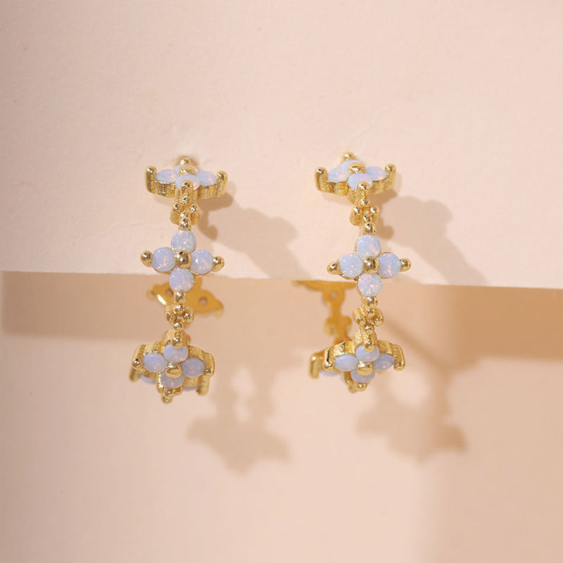 Open Flower Hoop Earring