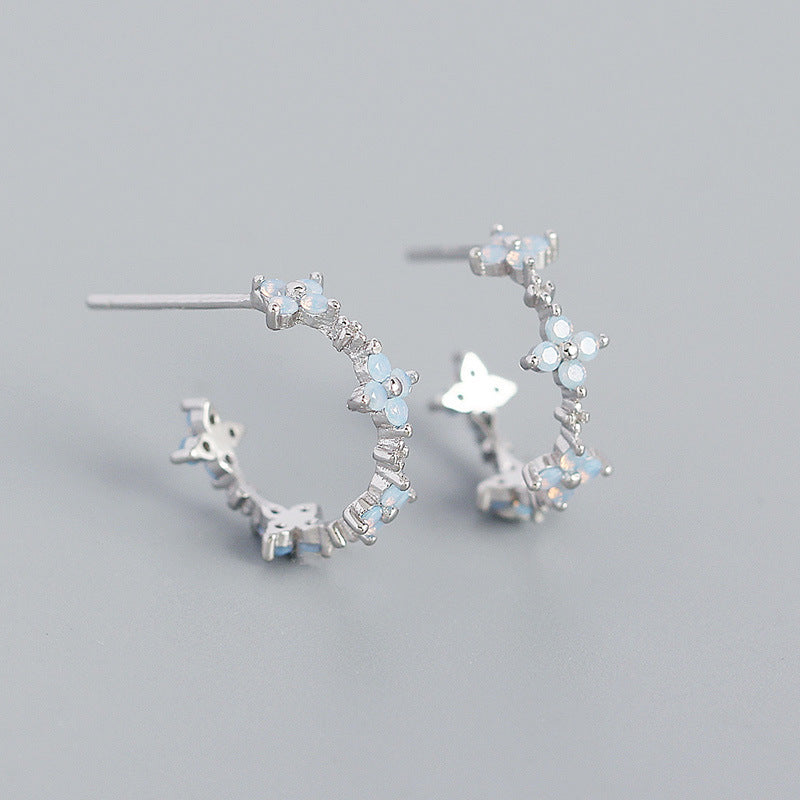 Open Flower Hoop Earring