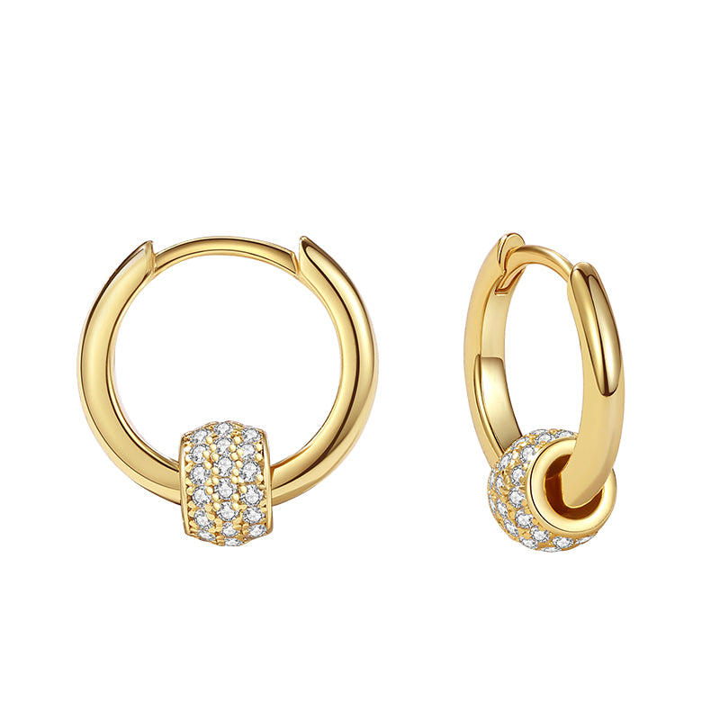 Gemstone Pave Pendant Hoop Earring