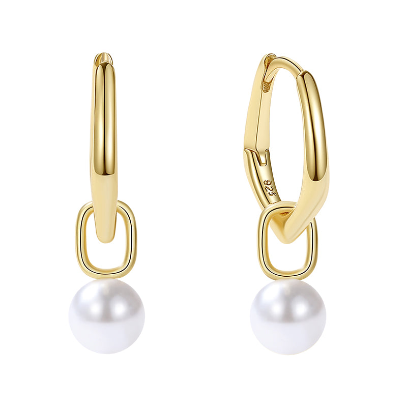 Pearl Pendant Hoop Earring