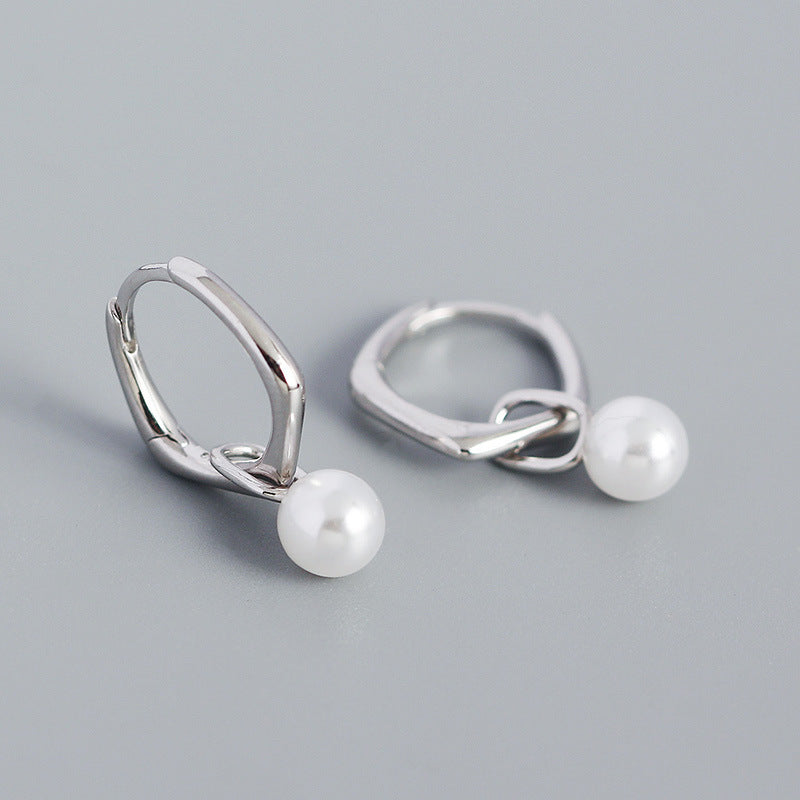 Pearl Pendant Hoop Earring