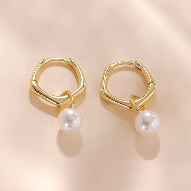 Pearl Pendant Hoop Earring