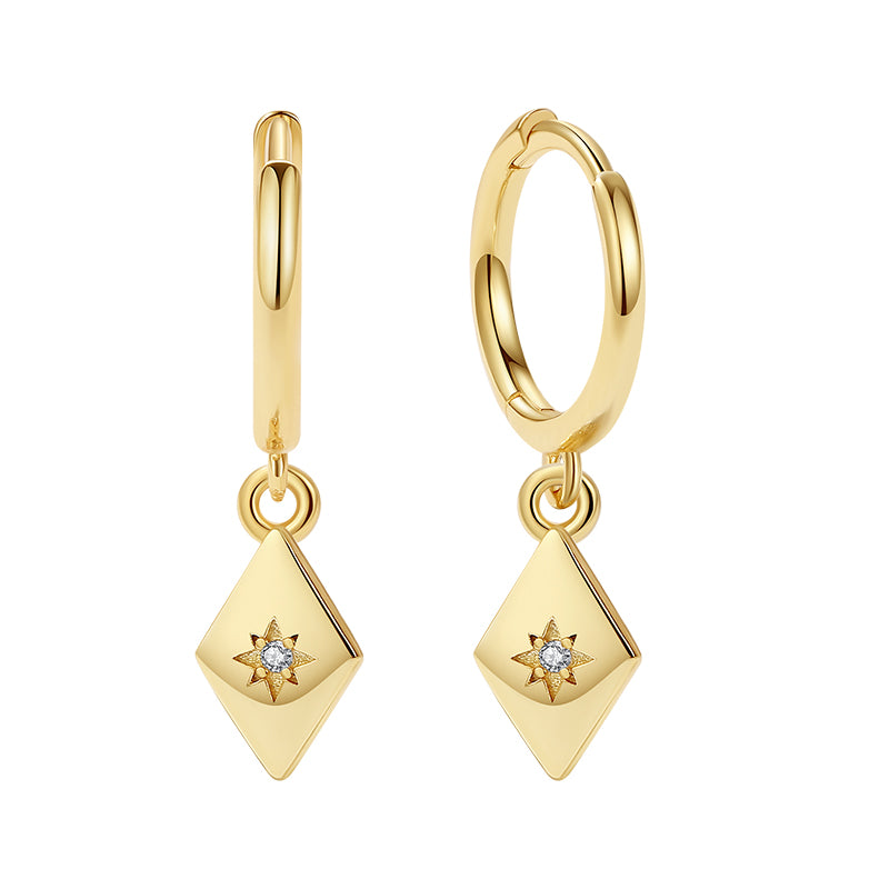Rhombus Pendant Hoop Earring