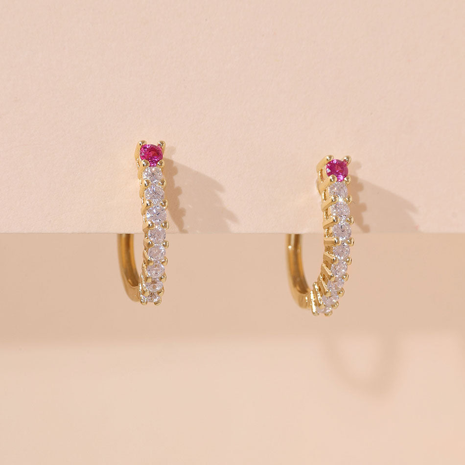 Ruby Huggies Hoop Earring