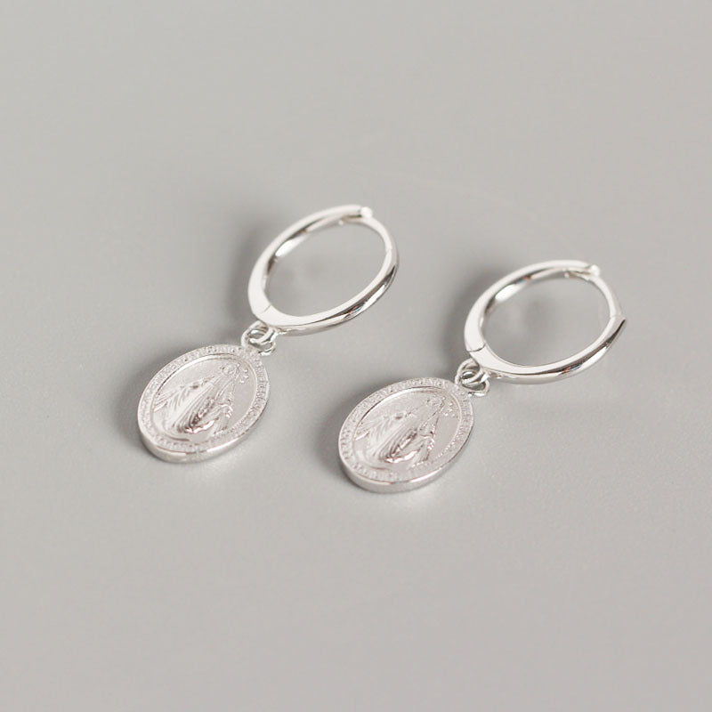 Virgin Mary Coin Earrings