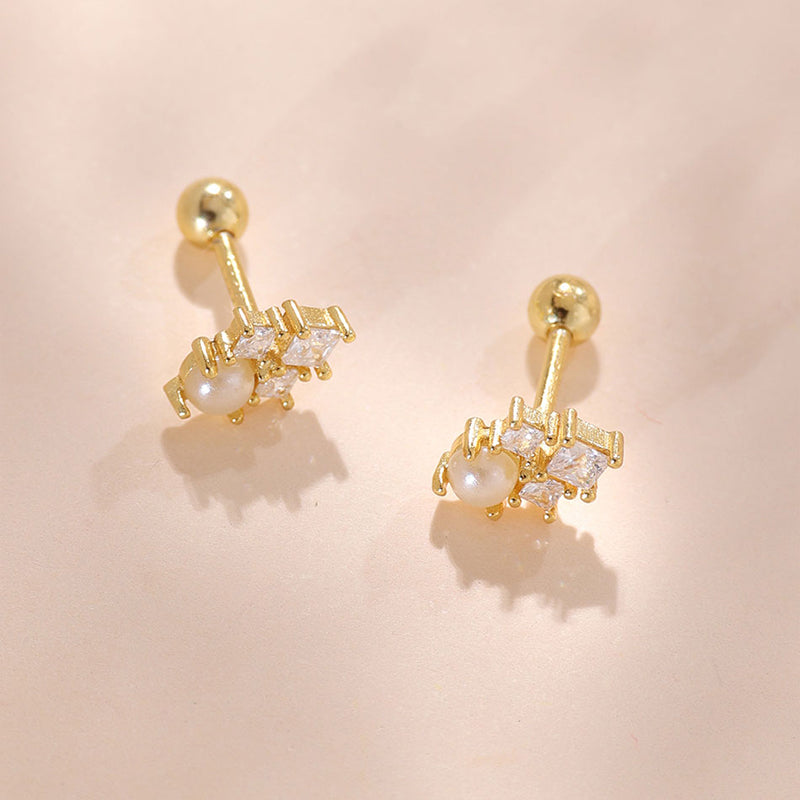 Diamond Pearl Stud Earrings