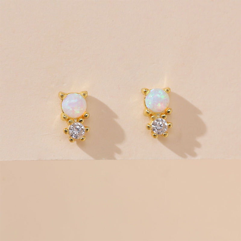 Opal Diamond Stud Earrings