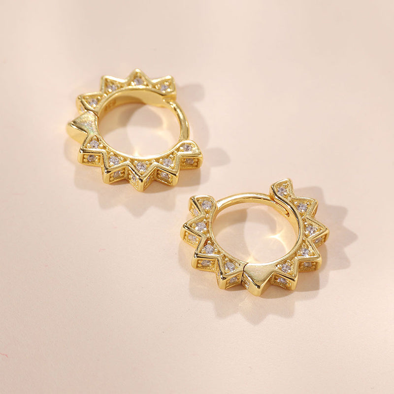 Pave Sun Hoop Earring