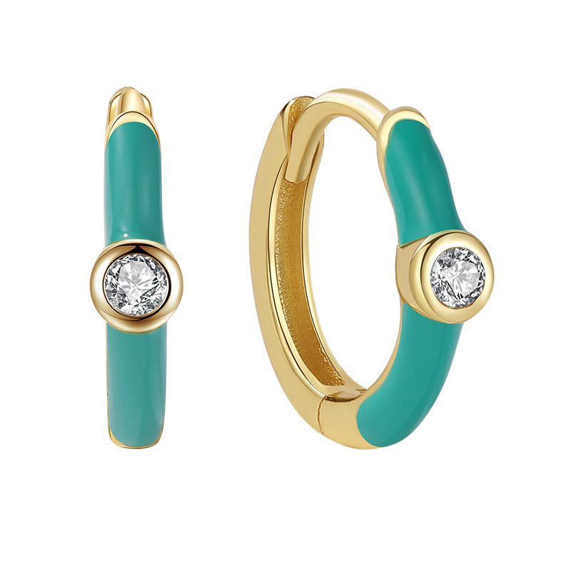 Two-tone Enamel Hoop Earring