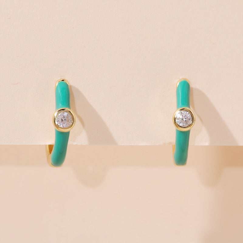 Two-tone Enamel Hoop Earring