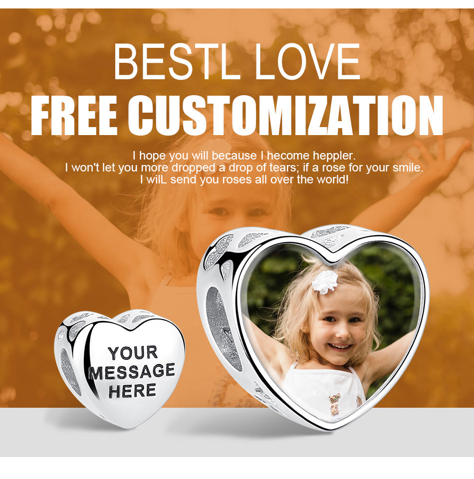 Engrave Name&Custom Photo Original Heart Bead