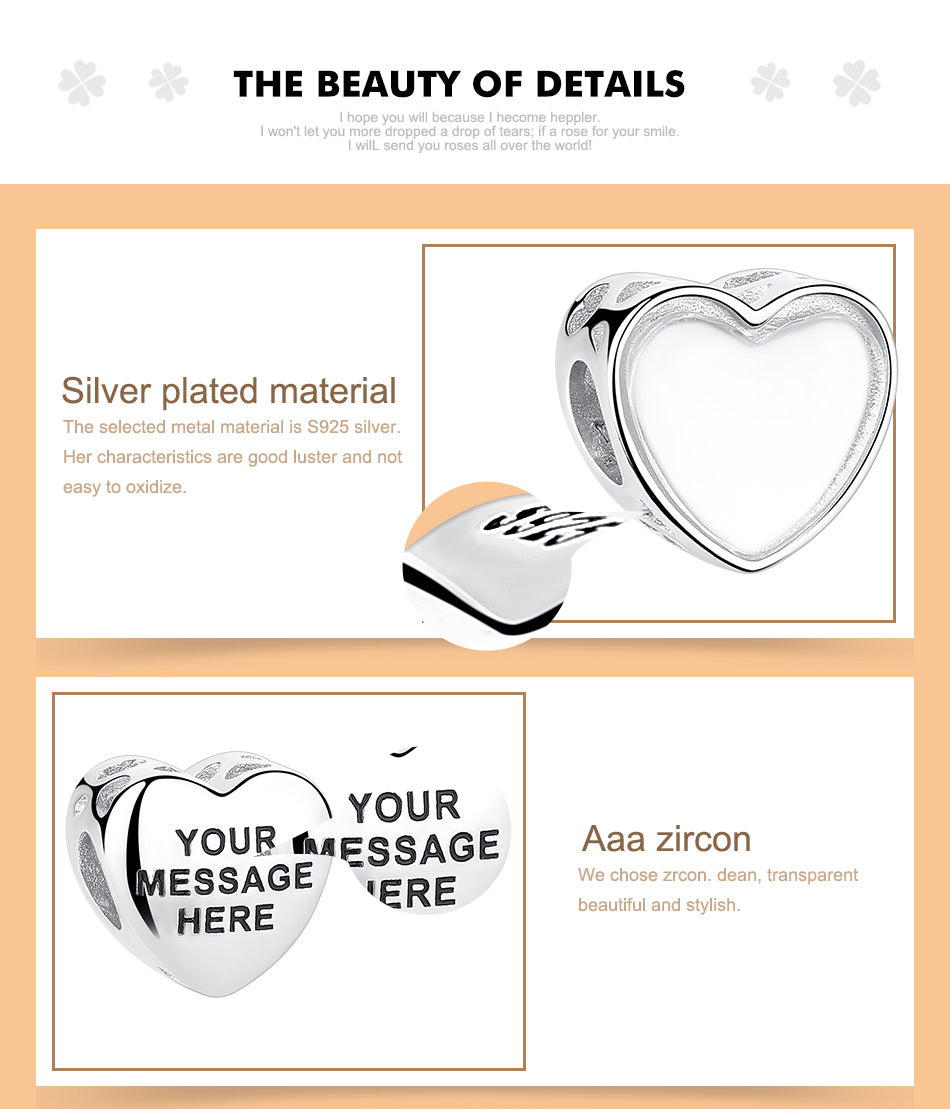 Engrave Name&Custom Photo Original Heart Bead