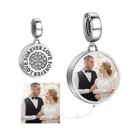 925 Sterling Silver Round Forever Love Custom Charm