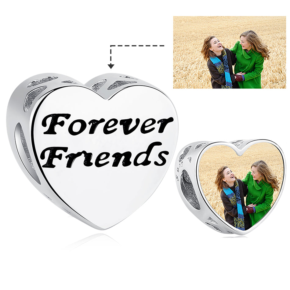 925 Sterling Silver Forever Friend Friendship Heart Bead