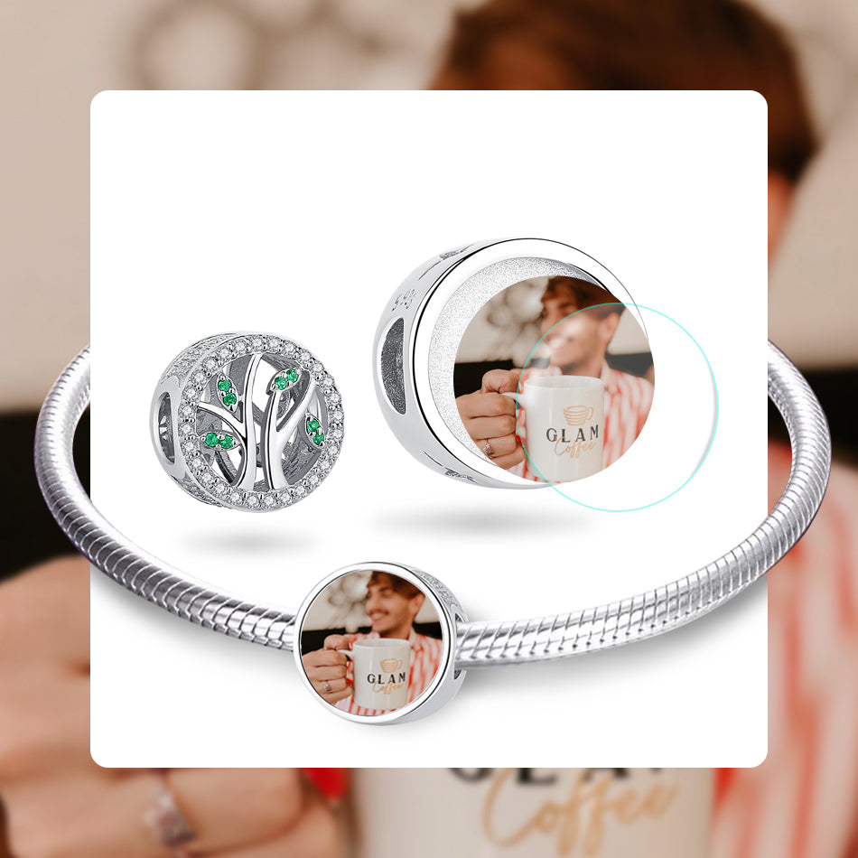 Green Family Tree Custom Photo Bead