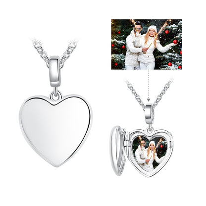 Chic Opening Heart Custom Photo Necklace