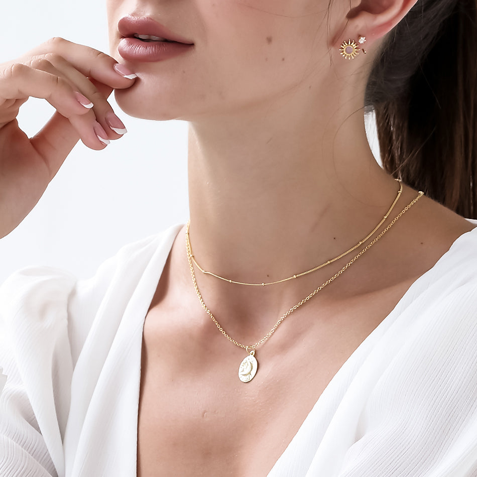 Gold Vermeil Moon Coin Pendant Necklace