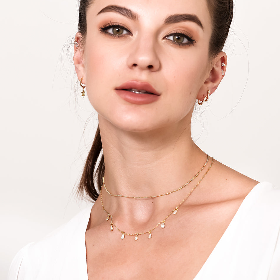 Gold Vermeil Crystal Water Drop Necklace