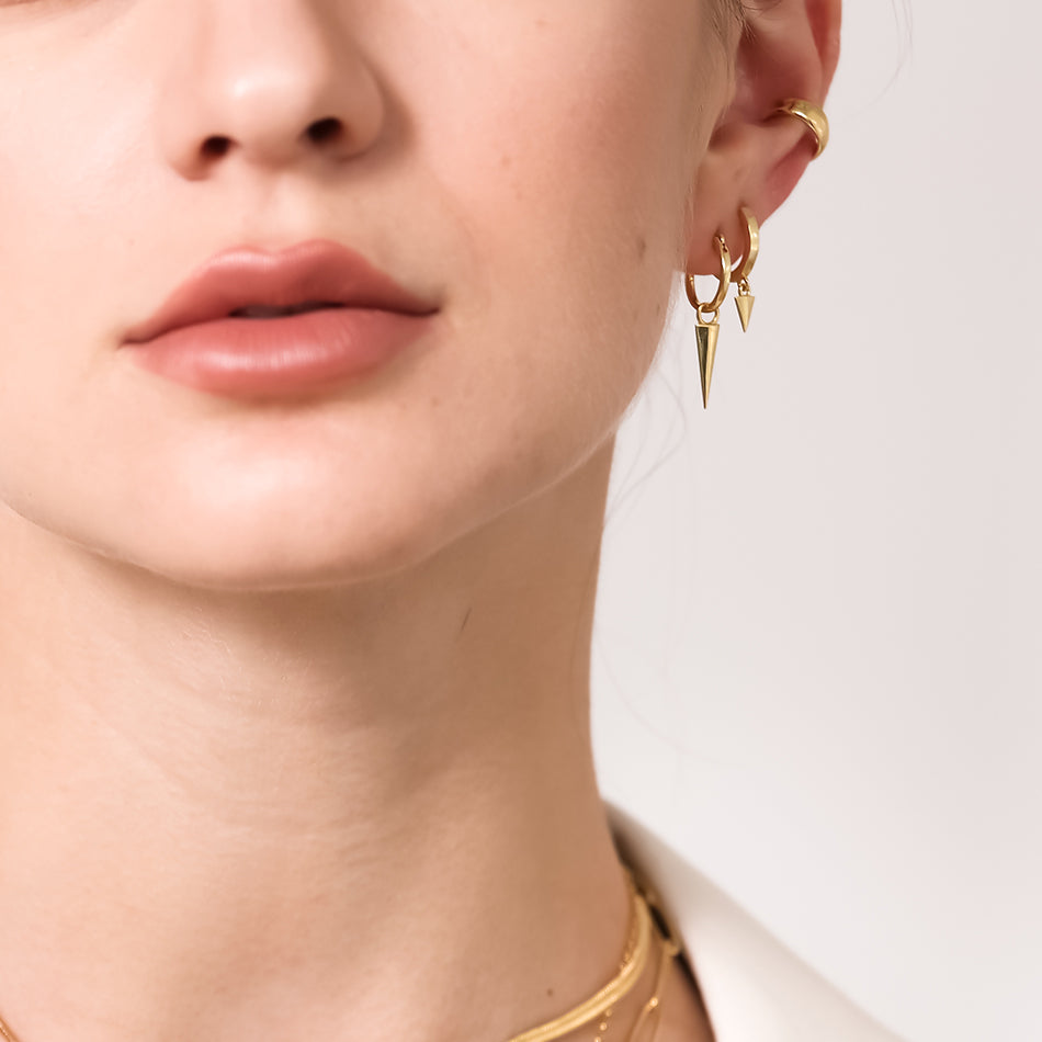 Gold Vermeil MINI Gold Spike Charm Hoops