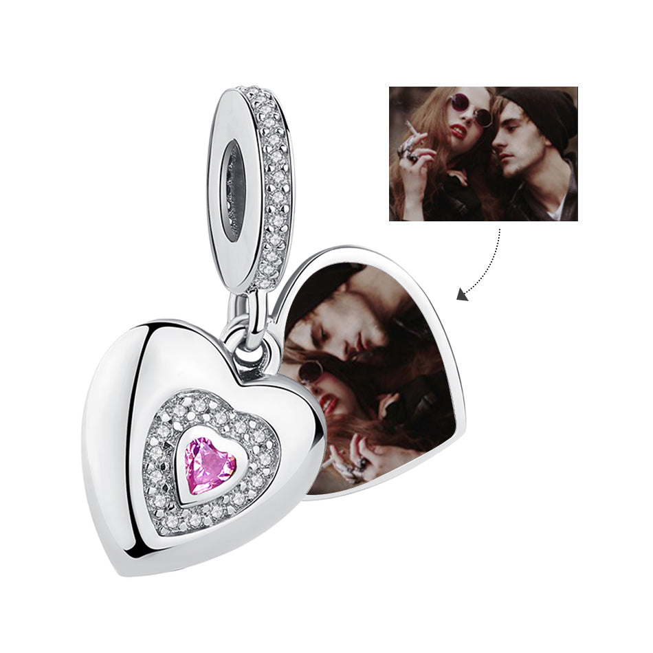 Romantic Opening Heart Custom Photo Charm