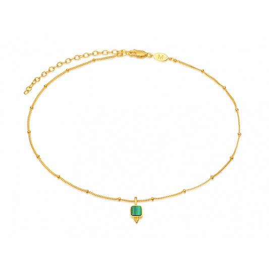 Lotus Malachite Pendant Necklace