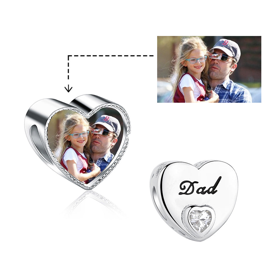 925 Sterling Silver Dad Custom Photo Bead