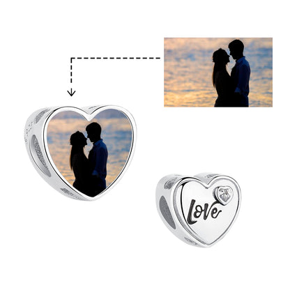 925 Sterling Silver Crystal Love Custom Photo Bead