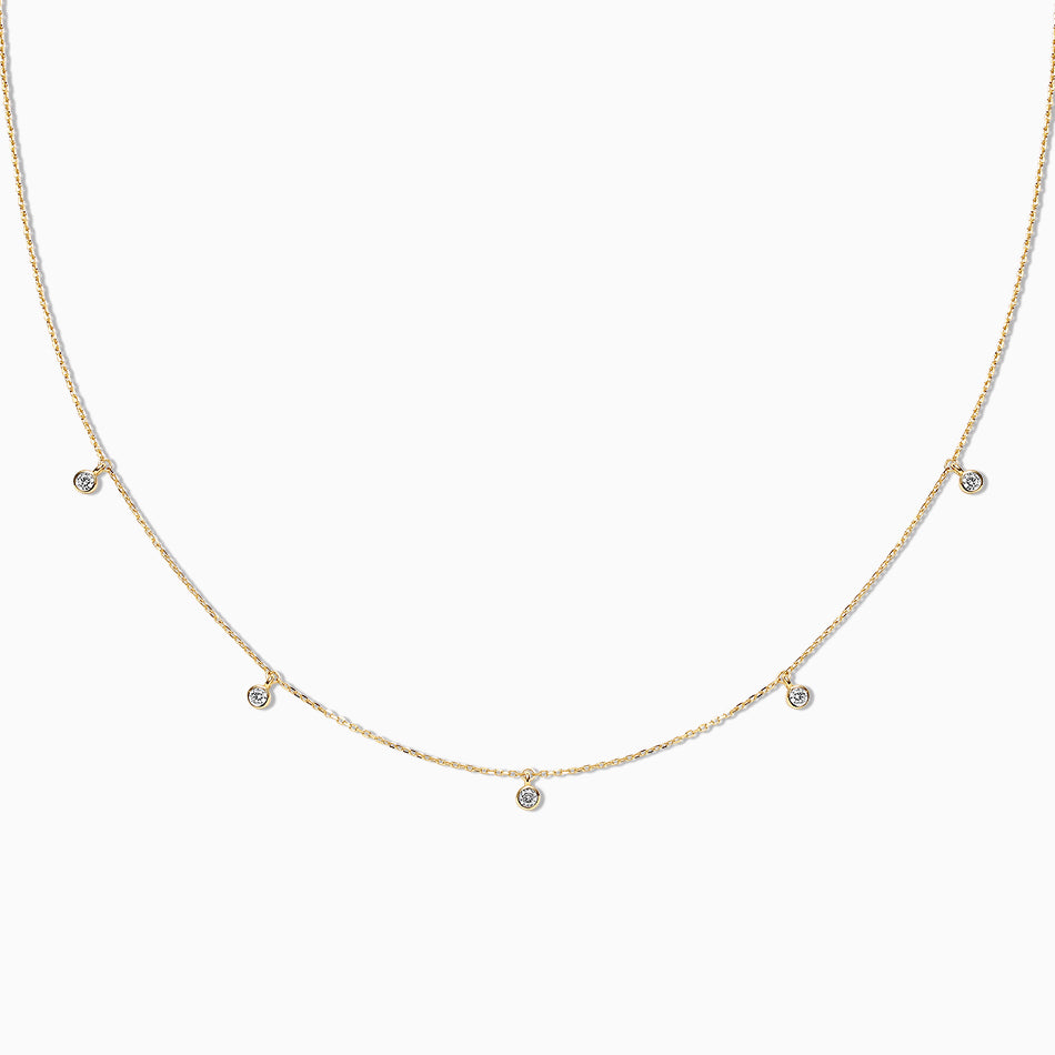 Gold Vermeil Diamond Beaded Choker Necklace