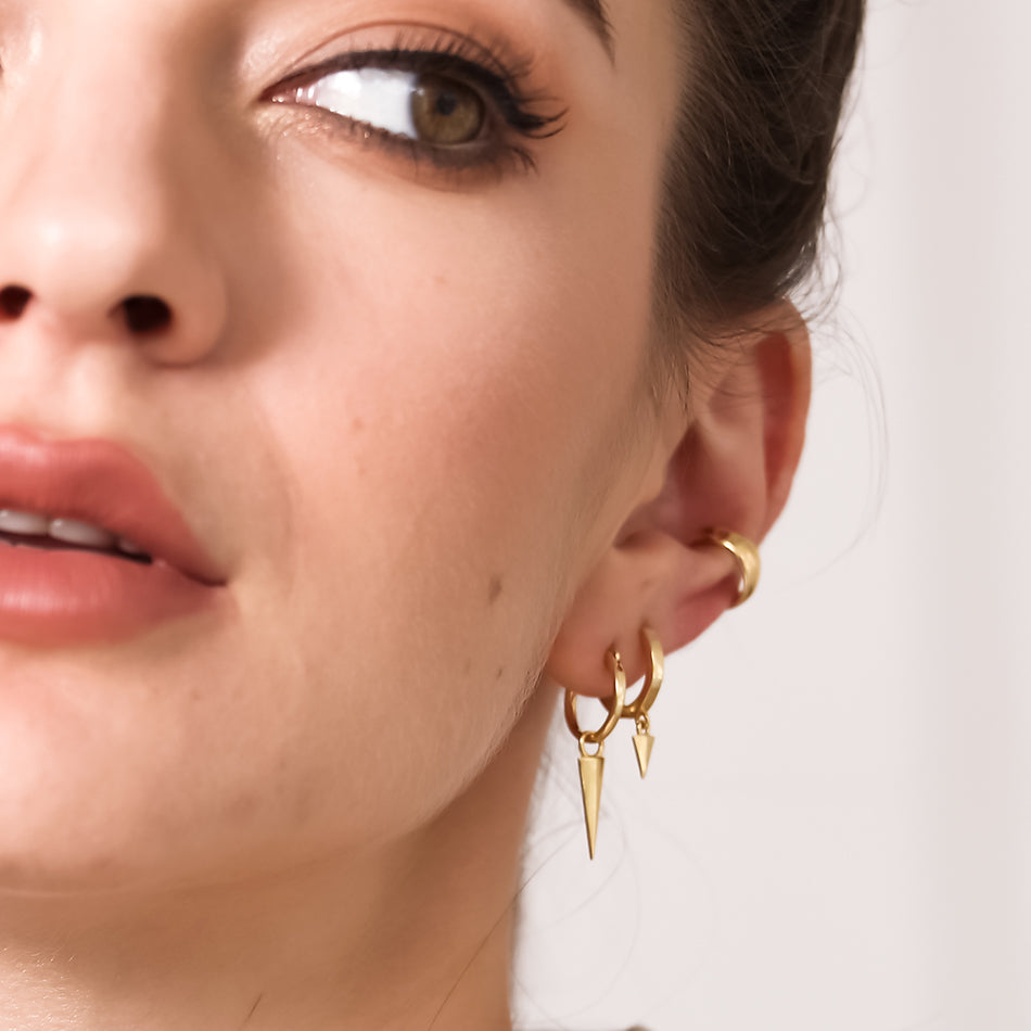 Gold Vermeil MINI Gold Spike Charm Hoops