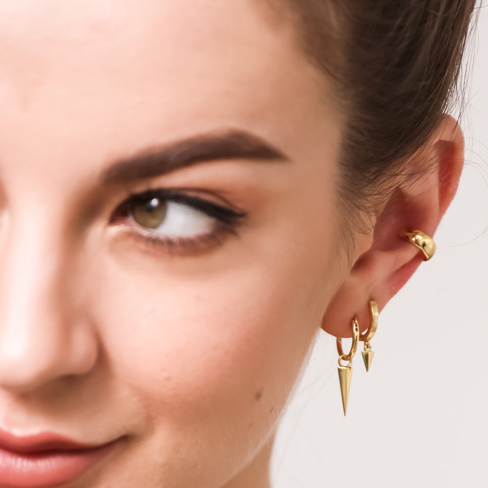 Gold Vermeil MINI Gold Spike Charm Hoops