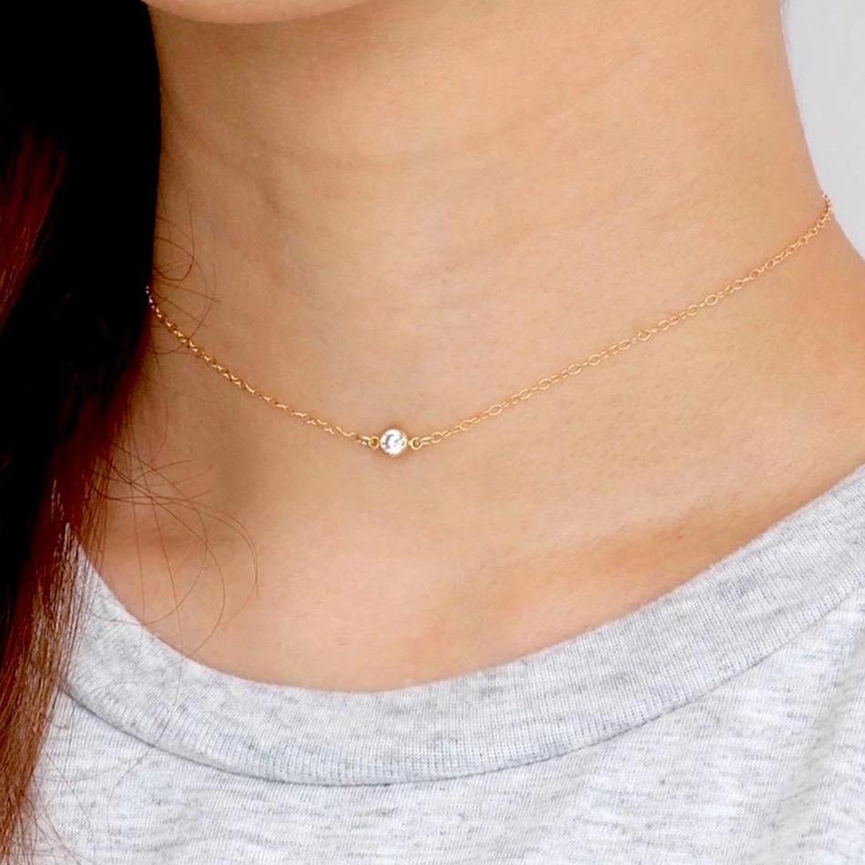 Gold Vermeil Zircon Choker Necklace