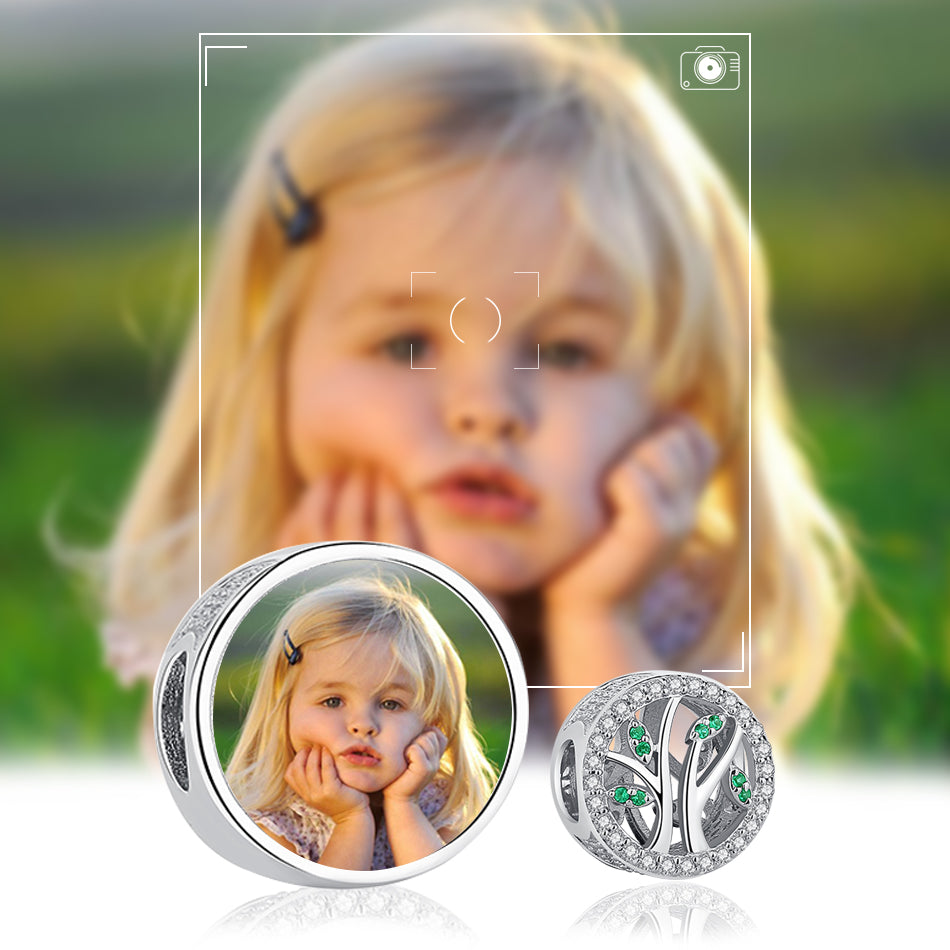 Green Family Tree Custom Photo Bead