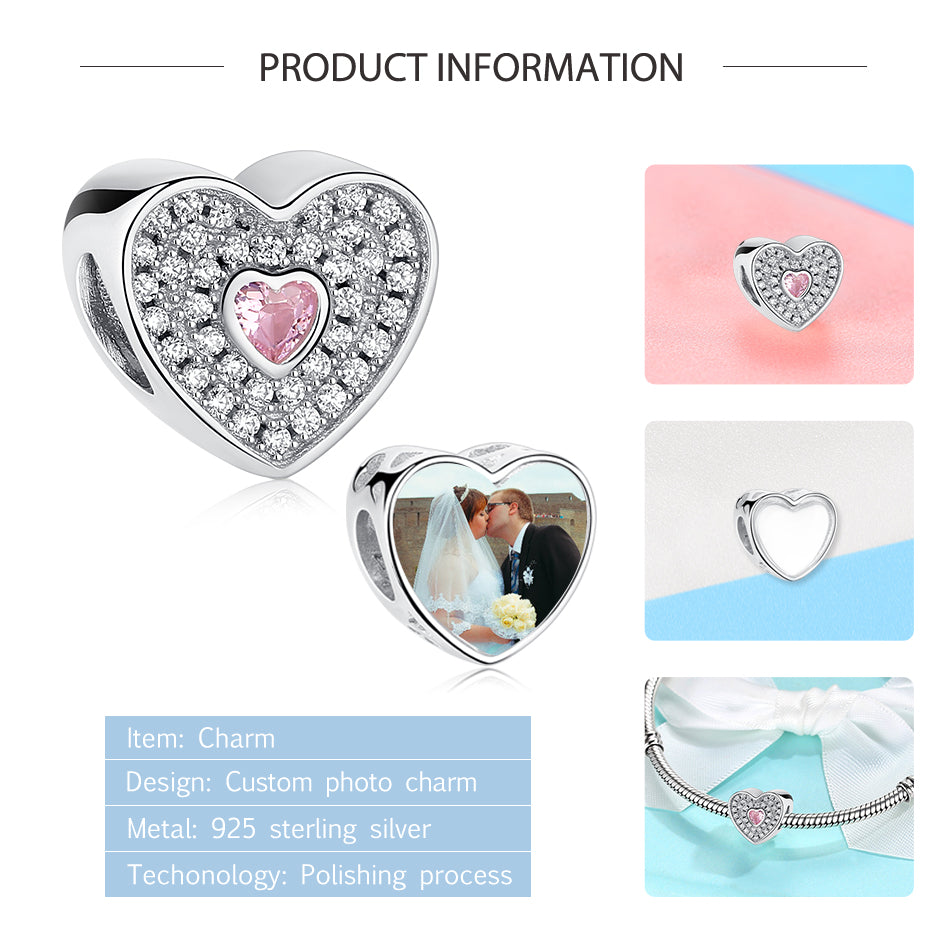 925 Sterling Silver Lovely Heart Custom Bead