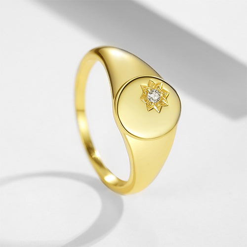 Gold Vermeil Star Signet Ring