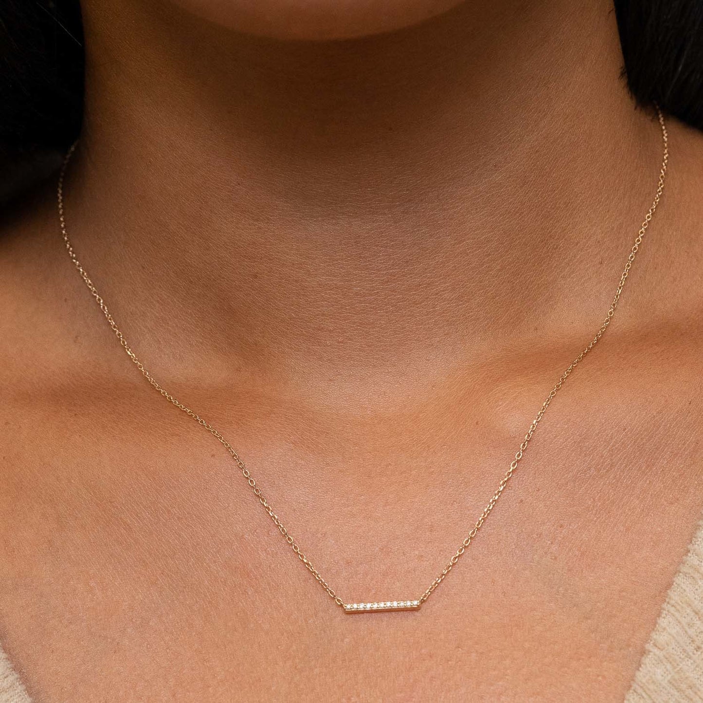 Pave Crystal Bar Necklace