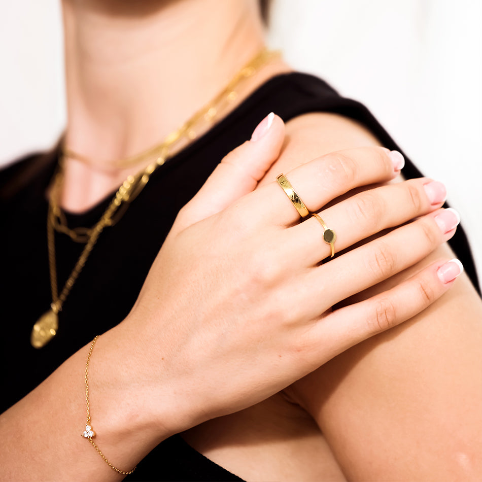 Gold Vermeil Simple Coin Signet Ring