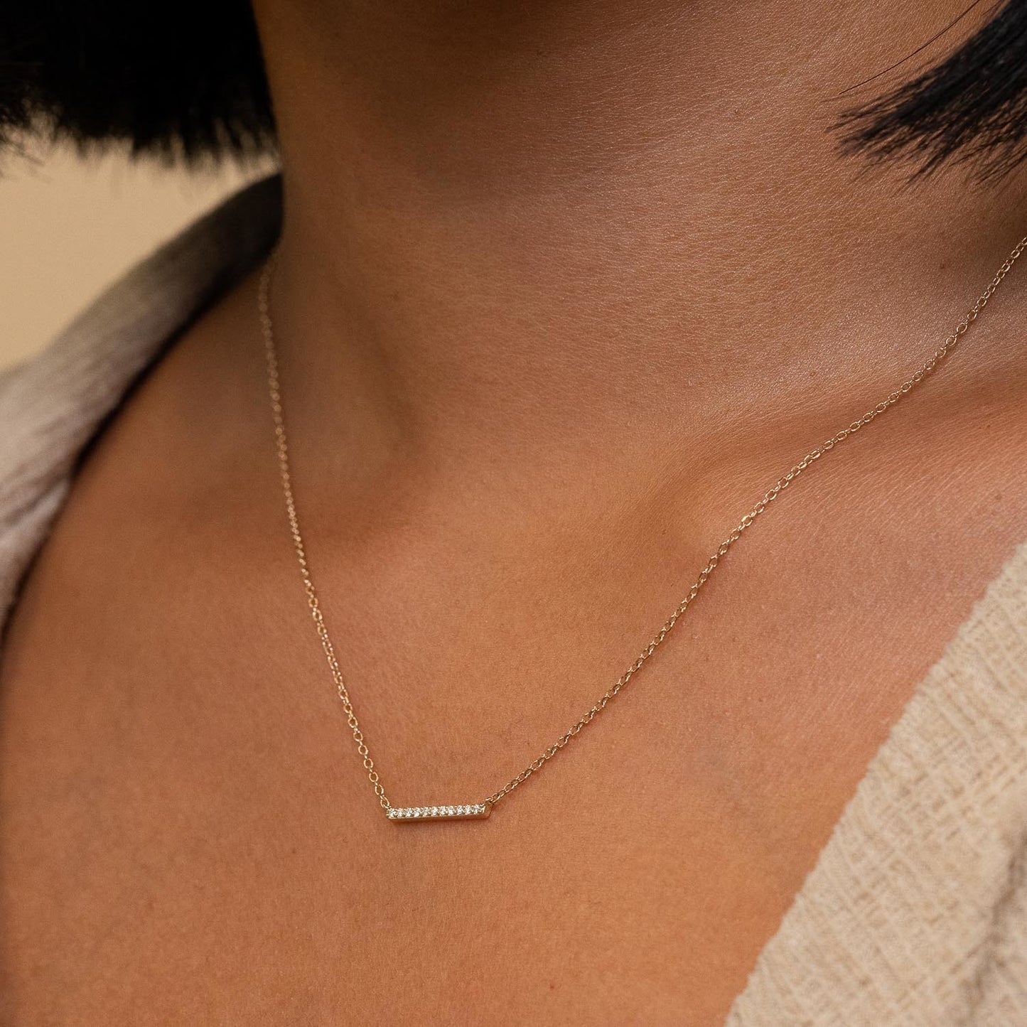 Pave Crystal Bar Necklace