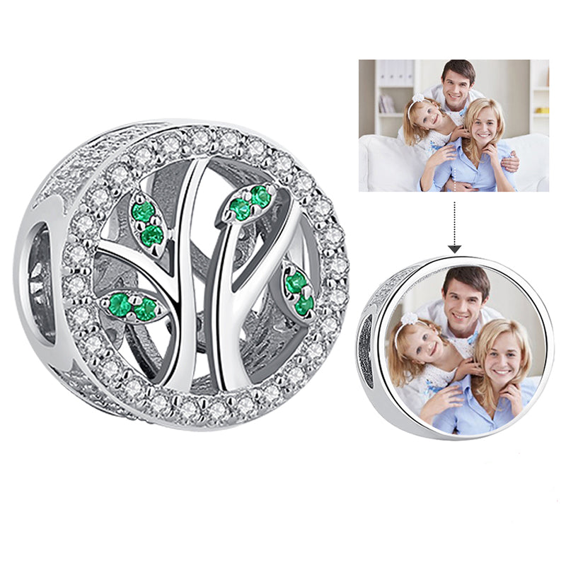 Green Family Tree Custom Photo Bead