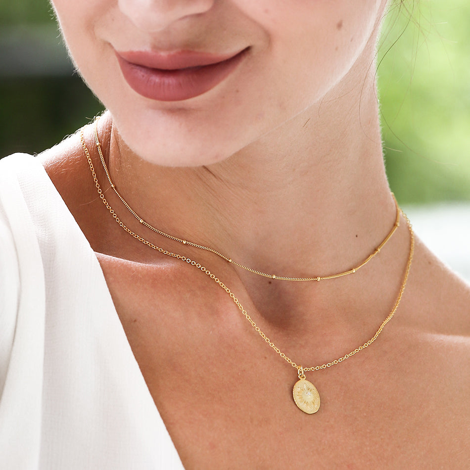 Gold Vermeil Sun Coin Pendant Necklace