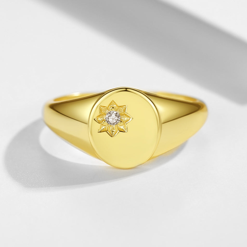 Gold Vermeil Star Signet Ring