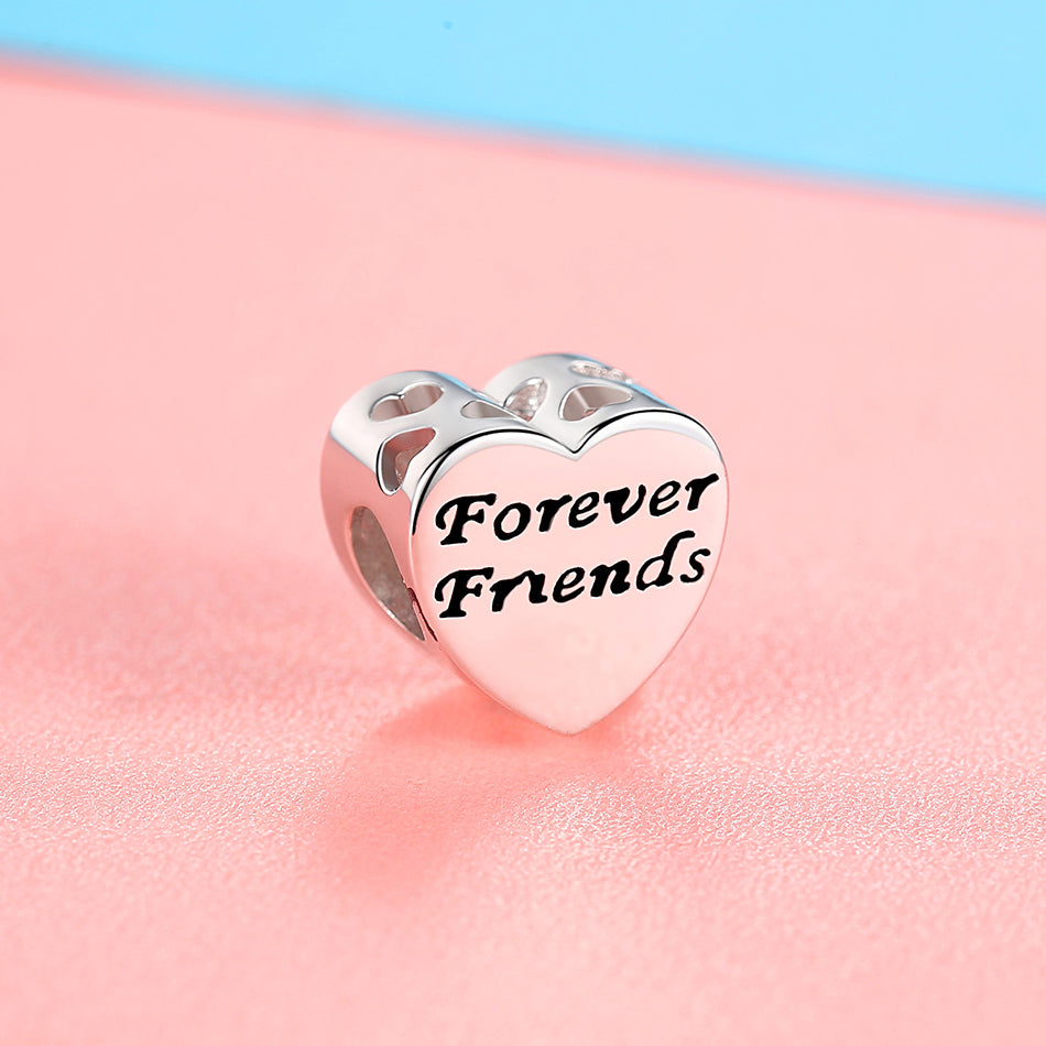 925 Sterling Silver Forever Friend Friendship Heart Bead