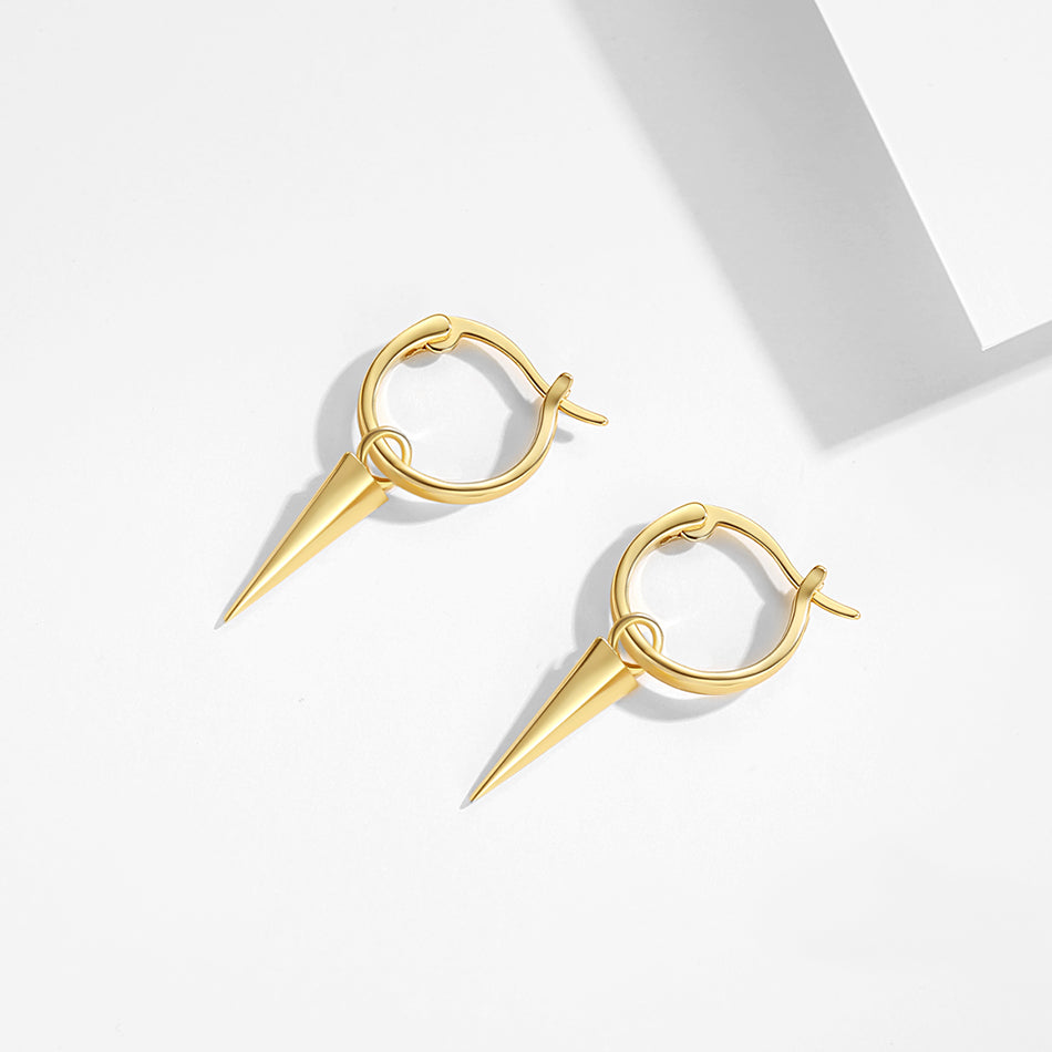 Gold Vermeil MINI Gold Spike Charm Hoops