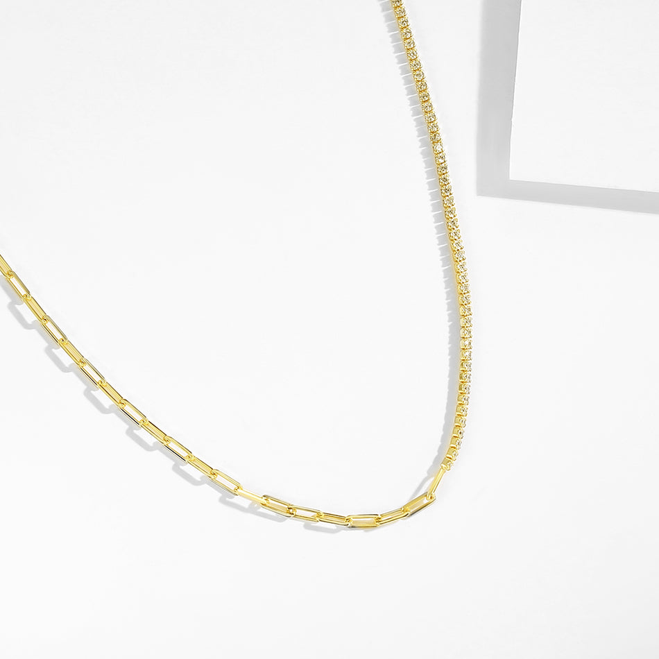 Gold Vermeil Link Chain Tennis Necklace